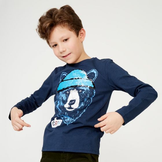 Blue Long Sleeve T-shirt for Boy Kebo Kids QGEE