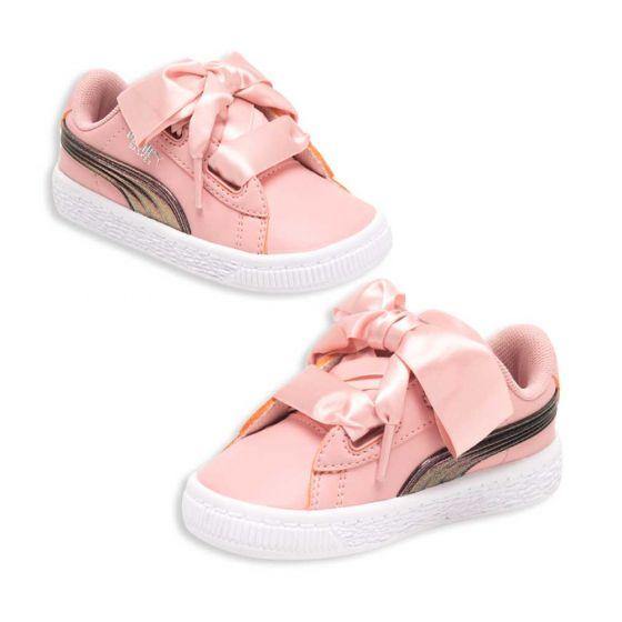 TENIS CASUAL PUMA BASKET HEART SHIMMER INF 8902 ~ NIÑA Rosa SPORTLIFESTYLE