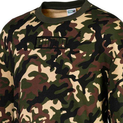 SUDADERA CASUAL PUMA REBEL CAMO CREW TR 5470 ~ CABALLERO Verde SPORTLIFESTYLE