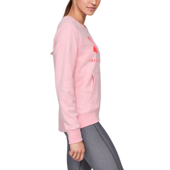 SUDADERA DEPORTIVA UNDER ARMOUR 12.1 RIVAL FLEECE SPORTSTYLE GRAPHIC CREW 5691 ~ DAMA Rosa 