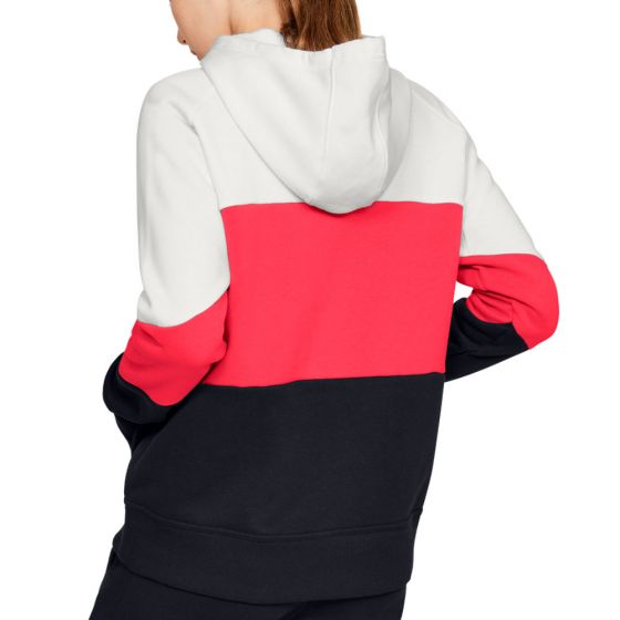 SUDADERA DEPORTIVA UNDER ARMOUR RIVAL FLEECE COLOR BLOCK HOODIE 4112 ~ DAMA Blanco 