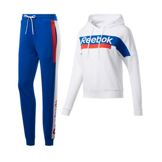 CONJUNTO DEPORTIVO REEBOK TE LINEAR LOGO HOODY TS 3176 ~ DAMA Blanco 