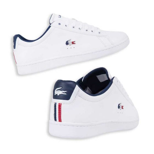 TENIS CASUAL LACOSTE CARNABY EVO TRI1 SMA WHT/NVY/RED 3407 ~ CABALLERO Blanco CLASSIC