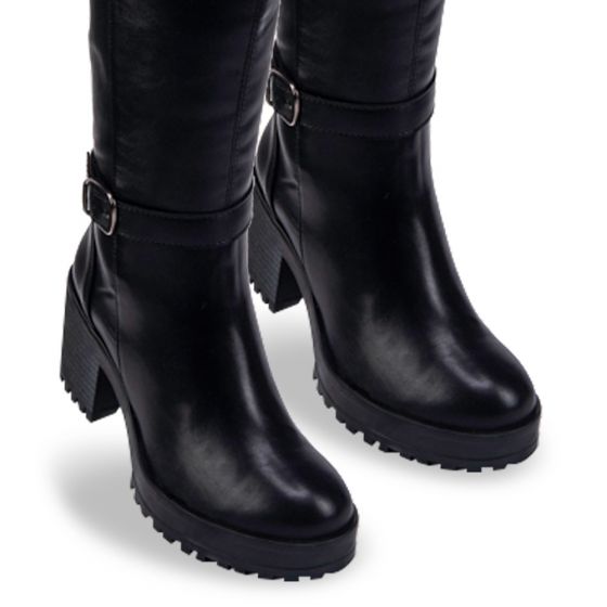 Botas Vintage Rockeras Negras Mujer Tierra Bendita  2331