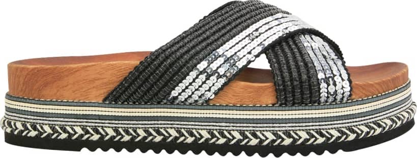 Sandalia Plana Altura Media Combinada