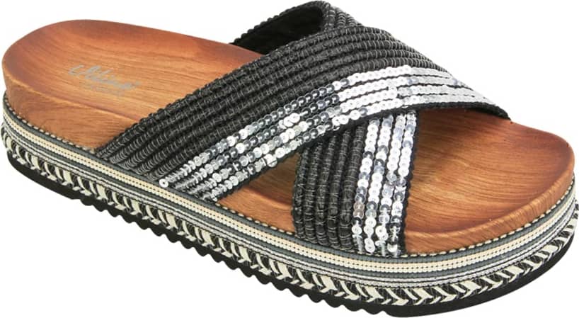 Sandalia Plana Altura Media Combinada