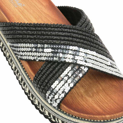 Sandalia Plana Altura Media Combinada