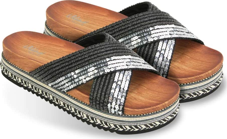 Sandalia Plana Altura Media Combinada