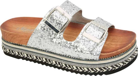 Sandalia Plana Altura Media Combinada