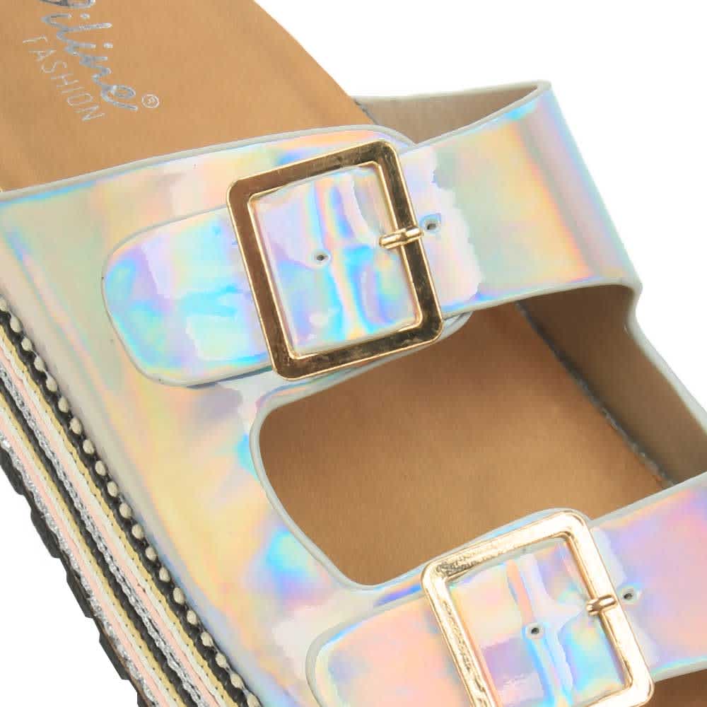 Sandalia Plana Altura Media Combinada