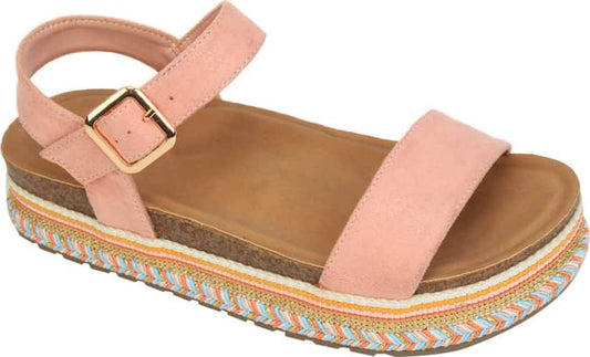 Sandalia Plana Altura Media Combinada