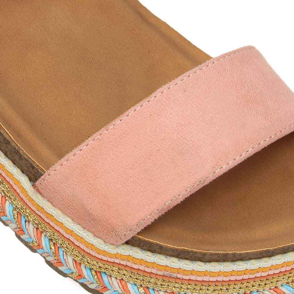 Sandalia Plana Altura Media Combinada