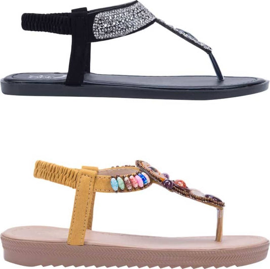 KIT SANDALIA PLANAS CON BRILLOS