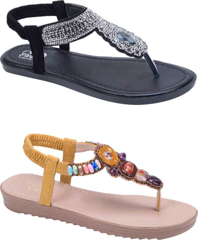 KIT SANDALIA PLANAS CON BRILLOS
