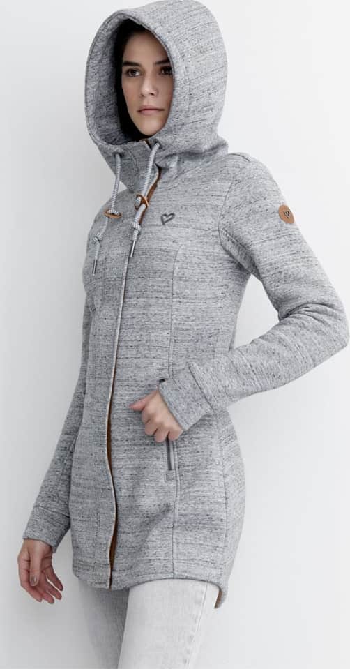 Sudadera larga con capucha, para mujer, color gris, marca Holly