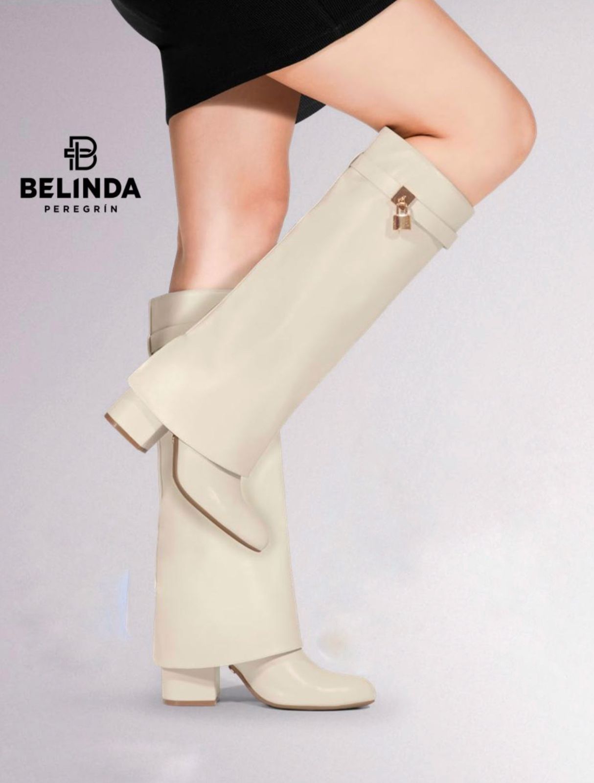 Bota vestir dama beige/hueso Belinda Peregrin modelo TY25